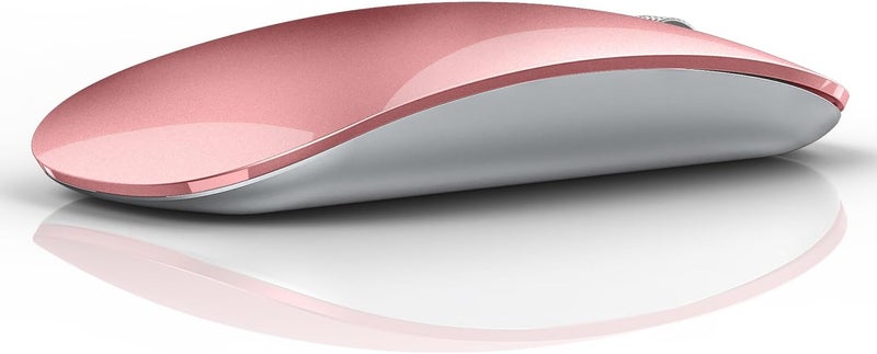 TENMOS M18 Bluetooth Mouse, USB C Rechargeable Wireless Mouse, Triple Mode (Dual Bluetooth+USB) Computer Silent Mice Portable with USB Receiver Type C Adapter for Laptop/MacBook/iPad/PC- Rose Gold - Image 1